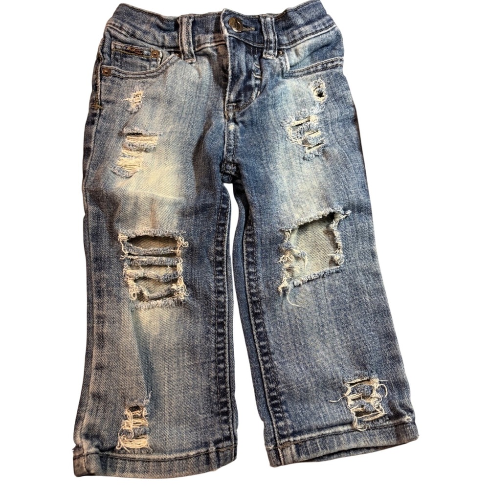 Kid's Distressed Denim Jeans Adjustable Waist Baby Toddler boy size 12m SOFT - Picture 5 of 5